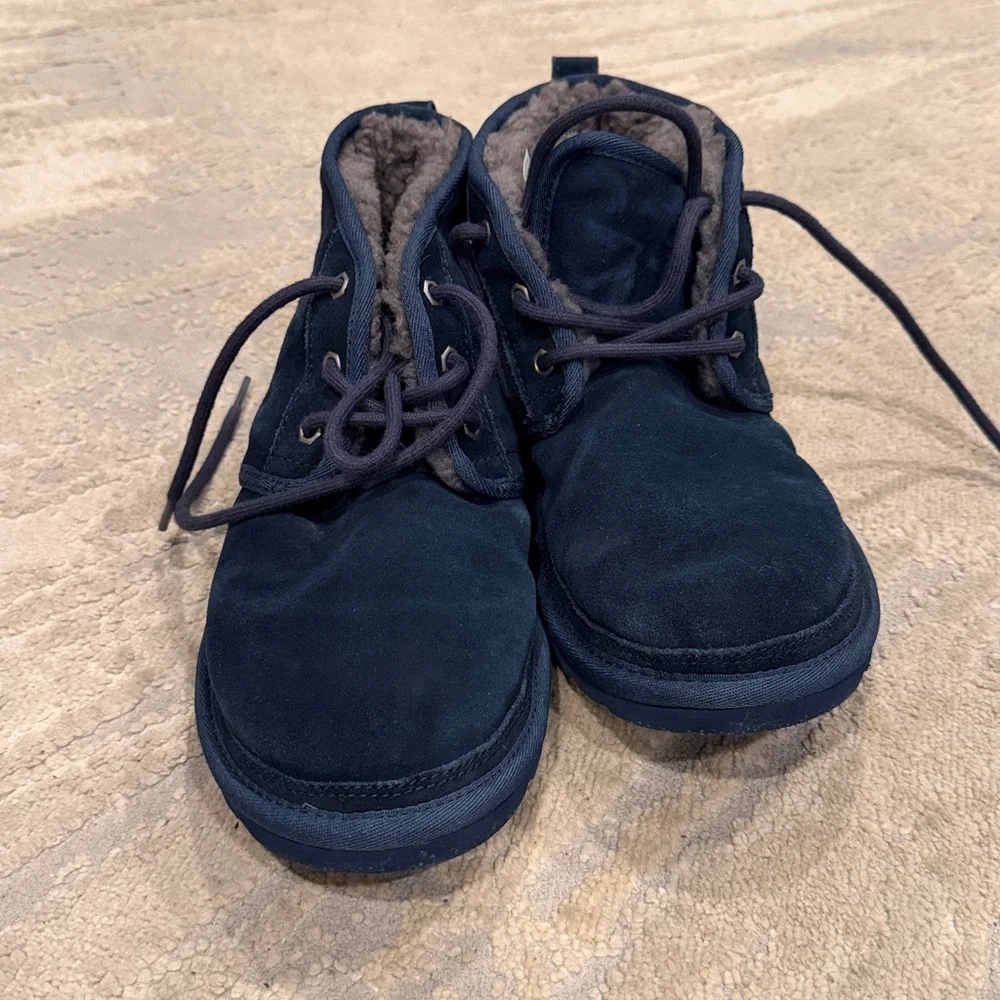 UGG Neumel Navy Blue Suede Sheepskin Chukka Ankle Boots Shoes Size US 9 men